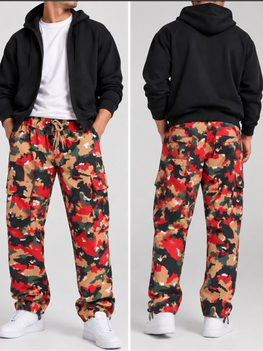 Jordan Flight Heritage Cargo Pants Men’s M Multicolor Camo Red Green Tan Black